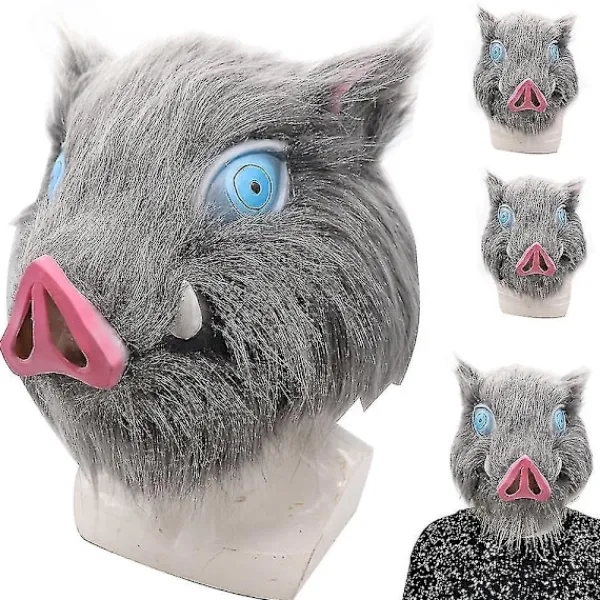 Halloween Jul Demon Slayer Hashibira Inosuke Cosplay Mask Halloween Karneval Huvudbonad Fest Anime Fancy Dress Up Huvudbonad Kostym Rekvisita> Masker