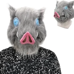 Halloween Jul Demon Slayer Hashibira Inosuke Cosplay Mask Halloween Karneval Huvudbonad Fest Anime Fancy Dress Up Huvudbonad Kostym Rekvisita><noscript><img width=