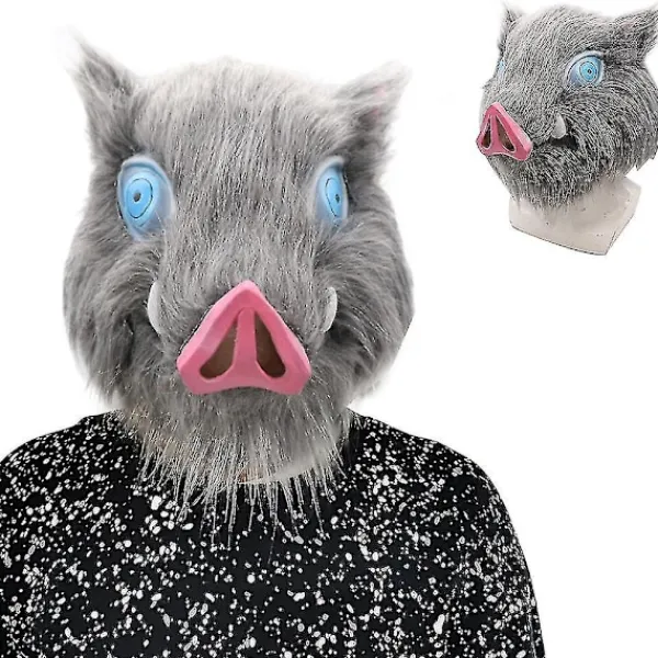 Halloween Jul Demon Slayer Hashibira Inosuke Cosplay Mask Halloween Karneval Huvudbonad Fest Anime Fancy Dress Up Huvudbonad Kostym Rekvisita> Masker