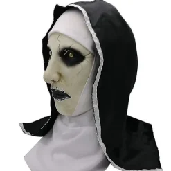 Halloween Jul Staden Nun Cosplay Full Head Latex Mask Halloween Karneval Fest Läskig Fancy Dress Up Djävul Nun Kostym Skräck Prop Close Mouth><noscript><img width=