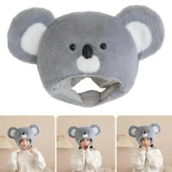 FMYSJ Halloween Koala Pälsig Hatt Huvudbonad Plysch Huvudskydd för Maskerader Halloween Plysch Tecknad Hatt Huvudbonad (FMY)> Huvudbonader