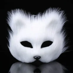 Halloween Konstgjord Räv Mask Djur Elegant Cosplay Mask för Halloween Cosplay Party Maskerad Tillbehör, Vit> Masker