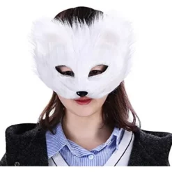 Halloween Konstgjord Räv Mask Djur Elegant Cosplay Mask för Halloween Cosplay Party Maskerad Tillbehör, Vit> Masker