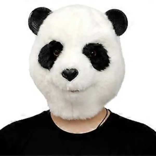 Halloween Kostymfest Djurhuvud Latex Mask Plysch Panda Karnevalsmasker> Masker