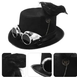 Halloween Kråka Hatt Karneval Elektronisk Musikfestival Hatt Retro Goth Steampunk Hatt Svart> Huvudbonader