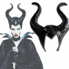 Halloween Latex Maleficent Hatt med Ondskan Svarta Horn Drottning Huvudbonad> Huvudbonader