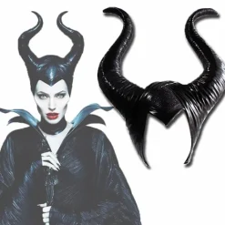 Halloween Latex Maleficent Hatt med Ondskan Svarta Horn Drottning Huvudbonad> Huvudbonader