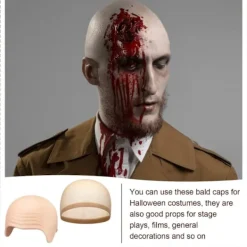 Halloween Latex Skallig Huvudskydd Ingen Rakmask - Vit> Peruker