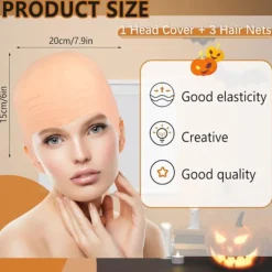 Halloween Latex Skallig Huvudskydd Ingen Rakmask - Vit><noscript><img width=