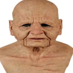 Halloween latexmask - gammal man dekor realistisk ansiktsmask för mänsklig rynka-XF1- Old Man-a Old Man-a> Masker
