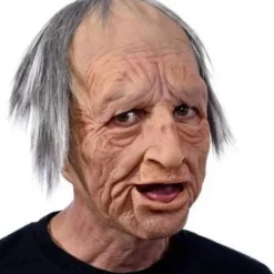 Halloween latexmask - gammal man dekor realistisk ansiktsmask för mänsklig rynka-XF1- Old Man-a Old Man-a><noscript><img width=