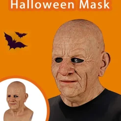 Halloween latexmask - gammal man dekor realistisk ansiktsmask för mänsklig rynka_yux E> Masker
