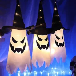 Halloween LED Blinkande Ljus Hängande Spöke Halloweenfest Utklädnad Glödande Trollkarlshatt Lampa Skräckrekvisita Hem Bar Dekoration | Fyndiq><noscript><img width=