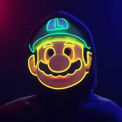 Halloween Led Mask, Light Up Super Mario Theme Mask Cosplay Performance Dräkt Tillbehör Tecknat spel Anime Festival Festrekvisita> Masker