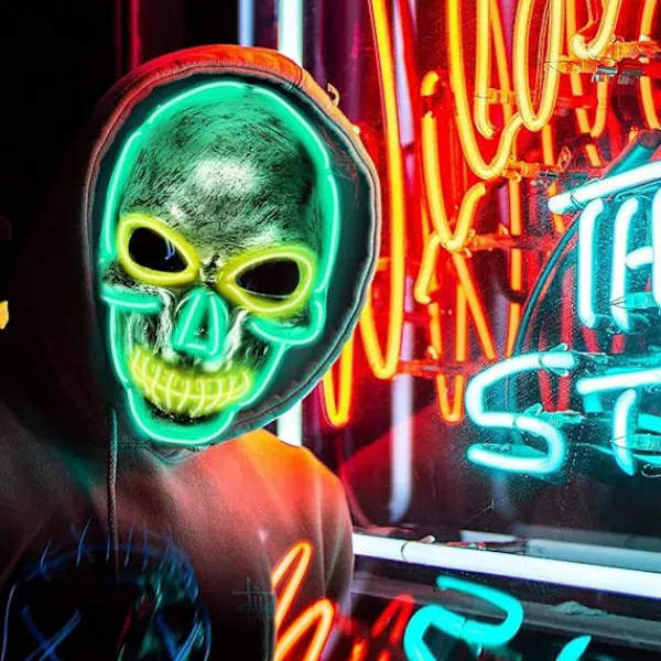 Halloween LED-mask, självlysande mask dödskalle, flera ljuslägen kostym, Halloween-masker för fest karneval kostym cosplay dekoration> Masker