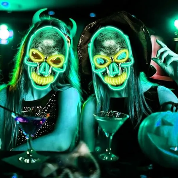 Halloween LED-mask, självlysande mask dödskalle, flera ljuslägen kostym, Halloween-masker för fest karneval kostym cosplay dekoration> Masker