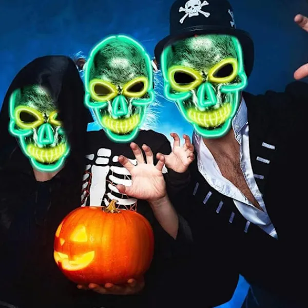 Halloween LED-mask, självlysande mask dödskalle, flera ljuslägen kostym, Halloween-masker för fest karneval kostym cosplay dekoration> Masker