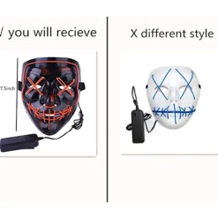 Halloween LED-mask Trådlös läskig mask för Halloween-festivalfest> Masker