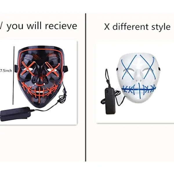 Halloween LED-mask Trådlös läskig mask för Halloween-festivalfest> Masker