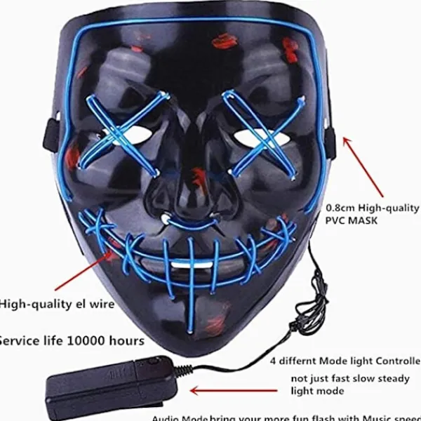 Halloween LED-mask Trådlös läskig mask för Halloween-festivalfest> Masker