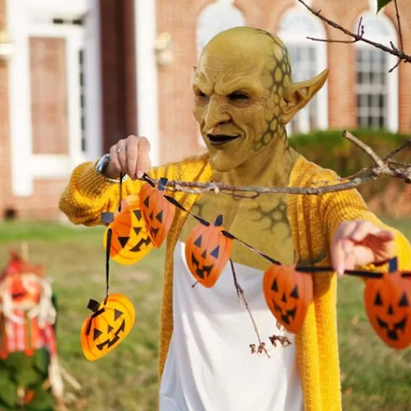 Halloween Läskig Mask Latex Gul Imp Demon Mask Goblins Clown Halloween Spöke Vampyr Cosplay Kostym Masker> Masker