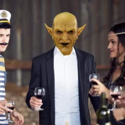 Halloween Läskig Mask Latex Gul Imp Demon Mask Goblins Clown Halloween Spöke Vampyr Cosplay Kostym Masker><noscript><img width=