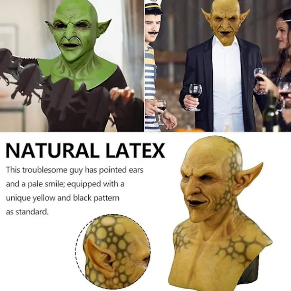Halloween Läskig Mask Latex Gul Imp Demon Mask Goblins Clown Halloween Spöke Vampyr Cosplay Kostym Masker> Masker