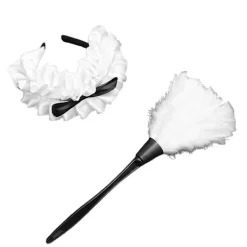 Halloween Maid Städerska Kostymtillbehör Set 3-Delar Anime Rynkad Hårcirkel Spetsförkläde Dammvippa Set för Maid Klä Upp> Dräkter