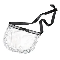 Halloween Maid Städerska Kostymtillbehör Set 3-Delar Anime Rynkad Hårcirkel Spetsförkläde Dammvippa Set för Maid Klä Upp><noscript><img width=