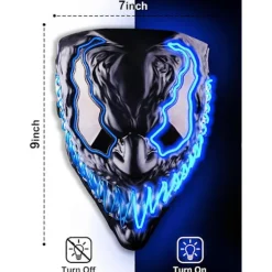 Halloween Mask LED Ljusmask för Vuxna och Barn, Unik Neon Glow Mask med Mörka och Onda Lysande Ögon, Iögonfallande Hotfullt Cool Halloween Kostym> Masker