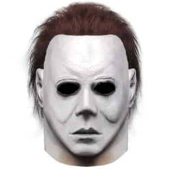 Halloween Michael Myers Mask, Skräck Skräck Hit Film Spel Ansikte Huvudbonad med Hår Helhuvudsmask Kostym-FQ-> Masker