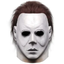Halloween Michael Myers Mask, Horror Horror Hit Movie Game Face Headdress with Hair Full Head Mask Costume> Masker