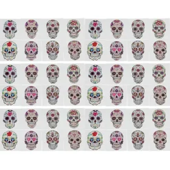 Halloween Party Favörer Dödskalle Temporära Ansiktsklistermärken Blandade Färger 6x6cm Ansiktsdekoration 48st> Smink