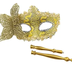 Halloween Party Mask med Hållpinne Kvällsbal Maskerad><noscript><img width=