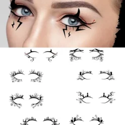 Halloween Professionell Ögonskugga Tatuering Temporära Tatueringar Klistermärke Kvinnor Halloweenfest Ögonmakeup Klistermärken Falsk Tatuering, 8st/Set 24(130-140CM) | Fyndiq> Smink