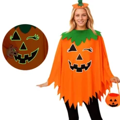Halloween Pumpadräkt för kvinnor, 3-delat set med hatt & godisväska[JUN] adult> Dräkter