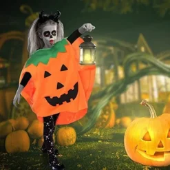 Halloween Pumpadräktset för vuxna Pumpa Cape Poncho><noscript><img width=