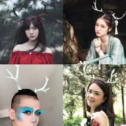 Halloween Renhorn Håraccessoar Horn Huvudbonad Festtillbehör Huvudbonader DIY Tillbehör 2025:e><noscript><img width=