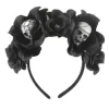 Halloween Rosé Slöja Huvudband Dödskalle Hårband Svart Blomma Krona Dödsdagens Huvudbonad Gotisk Kostymtillbehör (2-Dödskalle Hårband)> Huvudbonader