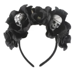 Halloween Rosé Slöja Huvudband Dödskalle Hårband Svart Blomma Krona Dödsdagens Huvudbonad Gotisk Kostymtillbehör (2-Dödskalle Hårband)> Huvudbonader