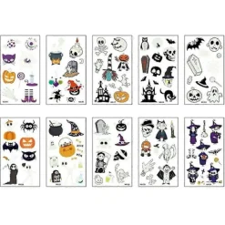 FMYSJ Halloween Självlysande Tatueringar Ansikte Temporära Tatueringar Klistermärken Kroppstatueringar För Barn (FMY) A> Smink