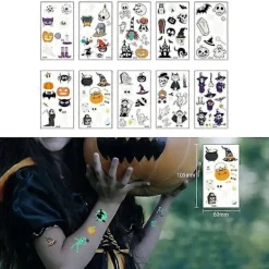 FMYSJ Halloween Självlysande Tatueringar Ansikte Temporära Tatueringar Klistermärken Kroppstatueringar För Barn (FMY) A> Smink