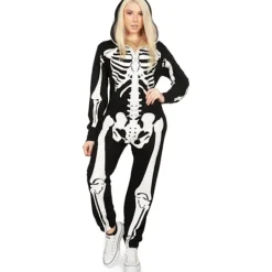 Halloween Skelettdräkt för damer - Bekväm och enkel jumpsuit för vuxna - Tryck fram och bak med dragkedja -FA-> Dräkter