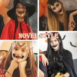 Halloween skämt smink tillfällig tatuering, vuxna barn clown skräck><noscript><img width=