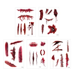 unbranded Halloween Smink Klistermärken Återanvändbara Vattentäta Falska Skador Kroppsdekaler> Smink