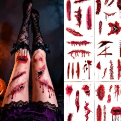 unbranded Halloween Smink Klistermärken Återanvändbara Vattentäta Falska Skador Kroppsdekaler> Smink