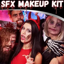 Halloween sminkset med spatel, ärrvax och falsk blodgel för maskeradfest 1><noscript><img width=