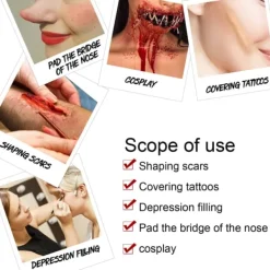 Halloween sminkset med spatel, ärrvax, falskt blodgel för maskeradfest 1><noscript><img width=