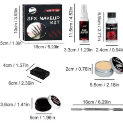 Halloween Sminkset, Professionell Ansikts- och Kroppsmålning, Halloween Sårärr Vaxsmink, Falsk Sårskorpa Blodspatel för Cosplayfester> Smink