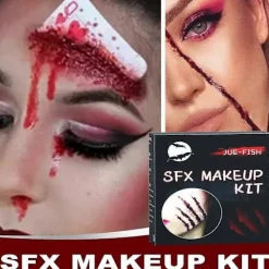 Halloween Sminkset, Professionell Ansikts- och Kroppsmålning, Halloween Sårärr Vaxsmink, Falsk Sårskorpa Blodspatel för Cosplayfester><noscript><img width=